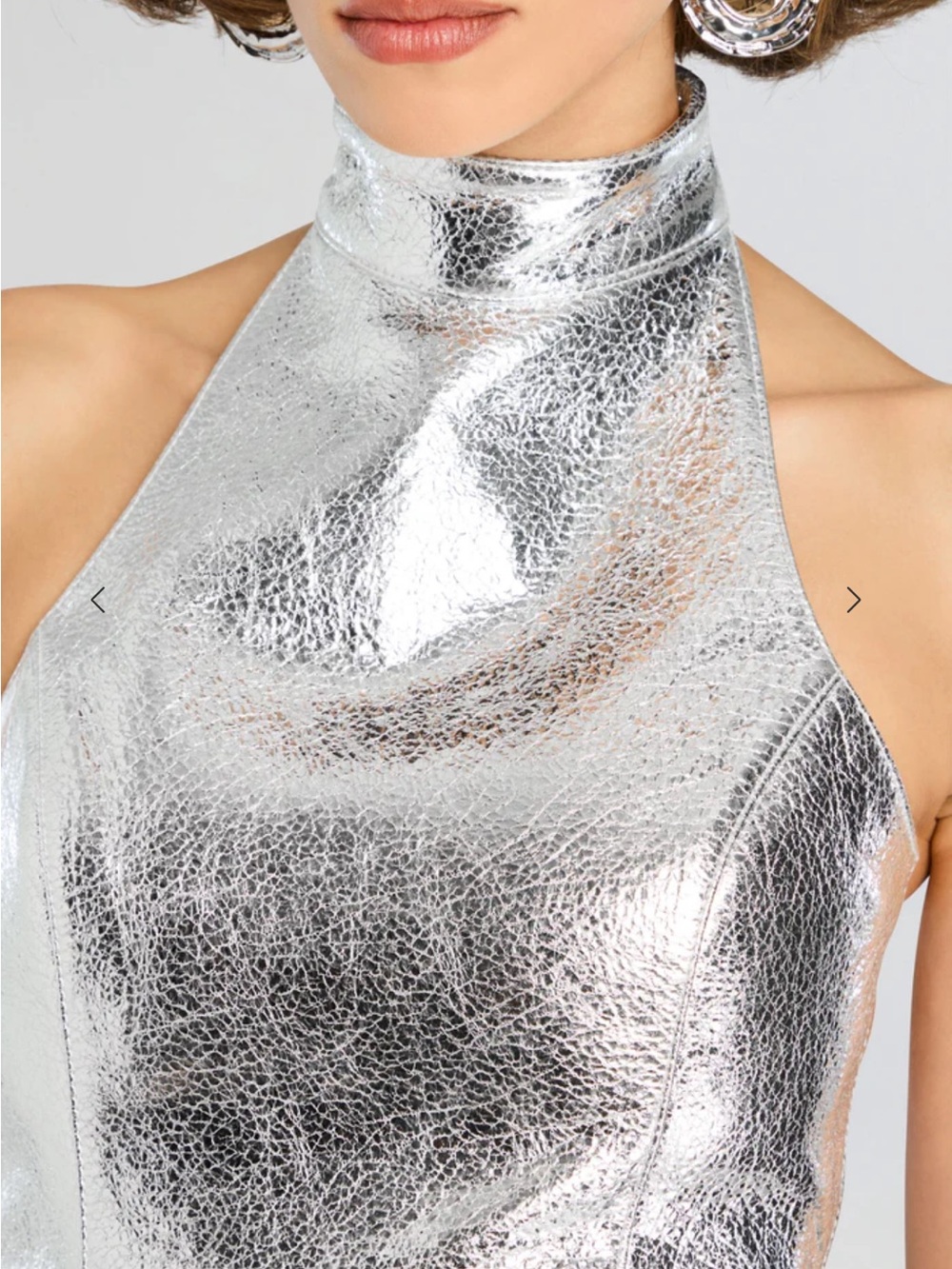 Retrofete Silver Metallic Halter Mini Roxy Dress NWT - Picture 5 of 8